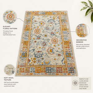 Luxury Hand Tufted Wool Modern Floral Area Rug Eco-Friendly Thick Pile <b>Cushioned</b> Decorative Living Room Bedroom Home Hotel - Product Image 6