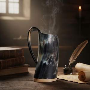 Taza Vikinga de Cuerno de Búfalo Real Personalizada de Alta Calidad con Estilo Feng Shui y Religioso, Diseño Artesanal y Duradero - Product Image 4