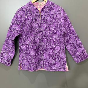 Green Reversible Breathable <b>Quilted</b> <b>Jacket</b> Floral Print Mandarin Collar Three Quarter Sleeve Cotton Women's Winter Autumn Coat - Product Image 6