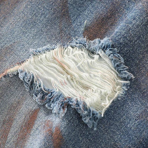 Shorts en jean 3/4 déchirés personnalisés 100 % coton, délavés, style urbain décontracté, respirants, écologiques, longueur genou - Product Image 3