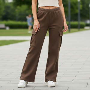 Nouvelle Arrivée 2026 – Pantalon de survêtement pour femme en mélange polyester/coton, avec logo personnalisé sérigraphié, couleur unie, coupe ample, épais, pour l'hiver, avec lacets - Product Image 6