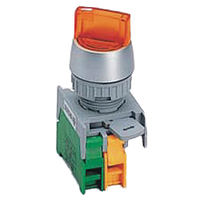 Sélecteur de commande industriel rotatif en plastique éclairé 2NO 2 positions, 22 mm, étanche IP65, tension maximale 120V, néon/LED, 6A max.