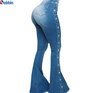 Vaqueros acampanados de mujer personalizados, transpirables, de cintura alta, elásticos, de pierna ancha, con efecto levanta glúteos, casuales, ajustados, de mezclilla, tipo pantalón. - Product Image 4