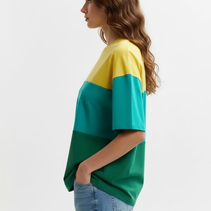 OEM Wholesale Custom Made Women's T-shirts Custom Printed Logo 100% Cotton Lightweight Oversized 3-Tone Eco-Friendly Summer tee - Product Image 3