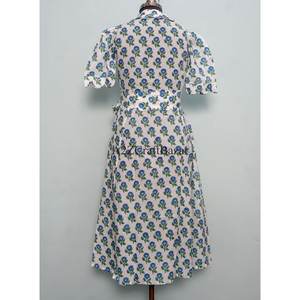 Nouvelle arrivée, robe midi indienne, décontractée, pour la plage, pour les fêtes, robe d'été pour femmes, une pièce, confortable, style bohème, imprimé floral en coton - Product Image 6