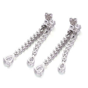 Boucles d'oreilles pendantes de luxe à double rangée de diamants de laboratoire taille poire, en or blanc original plaqué or 9 carats, certifiées IGI, classiques pour femme - Product Image 4