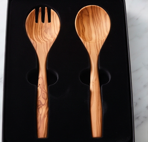 Juego de cuchara y tenedor de madera modernos, diseño minimalista, acabado mate, cubiertos reutilizables para uso en camping y utensilios de cocina. - Product Image 3