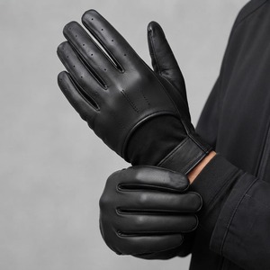 Guantes de Conducción de Cuero Genuino Negro Suave de Primera Calidad para Hombre y Mujer, Perforados, Transpirables, con Correa de Muñeca, Clásicos, para Motocicleta, a la Moda - Product Image 1