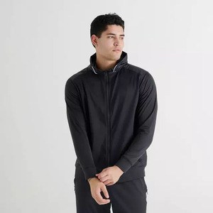 Sweat-shirt à capuche noir pour homme, coupe classique, en polyester tricoté, décontracté, automne, logo personnalisé, vêtements streetwear - Product Image 4