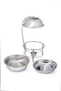 Calentador de Comida Redondo de Acero Inoxidable de Lujo Plateado con Tapa de Cúpula Colgante para Hoteles, Bodas y Eventos en el Medio Oriente - Product Image 2