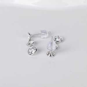 Moissanite Round Cut Three Stone Dangle <b>Drop</b> Earrings with 925 Silver Fine Bezel Set Jewelry for Women's Engagement Party Gift - Product Image 3