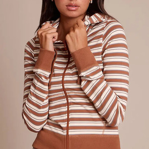 Conjunto de 2 Piezas de Punto con Capucha a Rayas para Mujer, Pantalones Largos, Estilo Casual, Holgado, Transpirable, de Algodón, para Todas las Temporadas, 2026 - Product Image 3