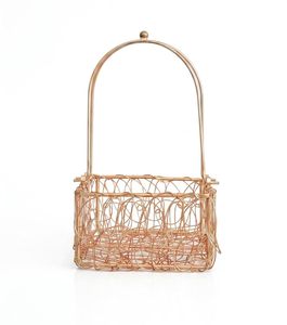 Round Metal Mesh Wire <b>Hamper</b> <b>Basket</b> Rose Gold Decorative Shagun Tray <b>for</b> Fruits Sweets Gifts Wedding Return Gift Packing - Product Image 5