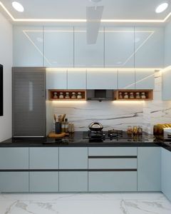 Meubles de cuisine modernes en bois massif - Luxe de ton clair haut de gamme - Product Image 5