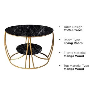 Mesa de Centro Redonda Dúplex con Base de Madera y Metal para Sala de Estar, Mesa Auxiliar Moderna para Decoración del Hogar - Product Image 3