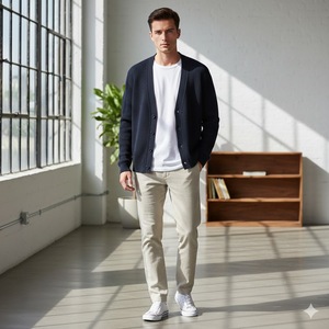 Custom Unisex V-Neck Casual <b>Cardigan</b> <b>Sweater</b> Plus Size Winter Knitwear Wool Yarn Breathable Full Sleeve Button Detail Custom - Product Image 1