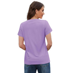 Camiseta Casual de Algodón para Mujer, Suave y Transpirable, de Manga Corta y Cuello Redondo, para Uso Diario, Moda Femenina, Venta al Por Mayor - Product Image 4