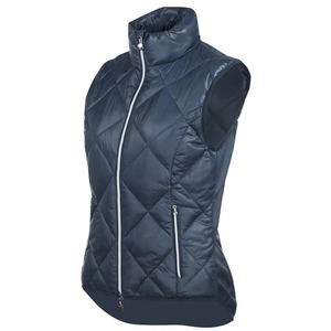 Women Diamond Quilted Puffer Vest <b>Navy</b> Blue Sleeveless Padded <b>Gilet</b> Full Zip Bodywarmer Winter Outdoor Jacket Horse Riding Wear - Product Image 5