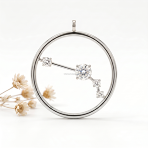Pendentifs et Breloques Personnalisés Aries avec Accent Diamant de Laboratoire, Breloque du Zodiaque Mars, Bijoux OEM ODM, Fournisseur en Gros - Product Image 3