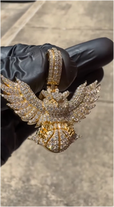 จี้รูปนกฮาวก์/นกอินทรี ชุบทอง ประดับเพชรโมอิสซาไนต์เต็มตัว เงินแท้ 925 สำหรับผู้ชายและผู้หญิง สไตล์ฮิปฮอป - Product Image 3