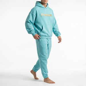 Ensemble de survêtement en coton 380 GSM avec logo personnalisé OEM ODM, fabricant de sweats à capuche et de pantalons de survêtement - Product Image 3