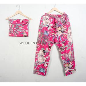 Conjunto de Pijama de 3 Piezas de Algodón Suave para Mujer, Cuello en V, Estampado a Mano, Estilo Boho, Logotipo Frontal, Manga Larga, Cintura Alta, Verano - Product Image 4