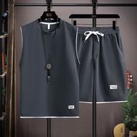 Gilet décontracté en polyester tricoté à col roulé pour homme, personnalisé OEM, imprimé sérigraphié, respirant, avec logo, coupe ample et manches courtes