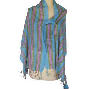 Elegante Bufanda de Algodón Tejida a Mano con Diseño de Rayas, Ligera, Transpirable y Suave, Accesorio de Moda Étnica para Hombres y Mujeres, Uso Diario - Product Image 1