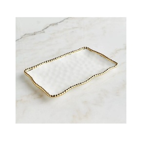 Bulk Metal Hammered Serving Tray In Gold And <b>White</b> Color Attractive Design <b>Chocolate</b> Tray Home And Hotelware Serving Food Tray - Product Image 3