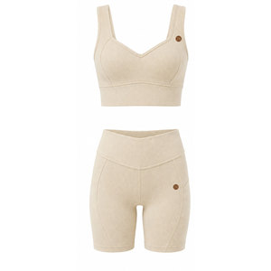 Ensemble de sport côtelé sans couture Top Choice pour femme – Soutien-gorge et short côtelés en tissu extensible, coupe élégante, tenue de sport deux pièces stylée - Product Image 4