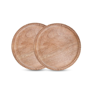 Plato Redondo de Madera para Servir, Hecho a Mano, Diseño Wabi Sabi Grabado, Patrón de Grano Natural, Vajilla Decorativa para Cocina - Product Image 2