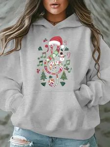 Sweat-shirt surdimensionné à imprimé gnome de Noël et bonhomme de neige, col rond, tricoté, décontracté, pour l'hiver, vert, unisexe - Product Image 2