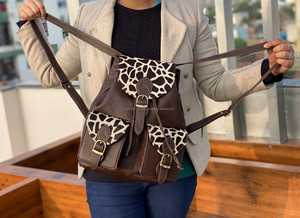 Mochila de cuero de piel con estampado de animales reciclados múltiples de estilo occidental para mujer, Mochila De Cuero múltiple de tamaño Ideal de Color arcoíris para mujer - Product Image 2