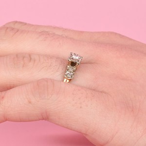 Bague de fiançailles florale en or 14 carats bicolore style vintage antique avec diamants d'illusion pour femme, diamant de laboratoire, cadeau d'anniversaire - Product Image 5