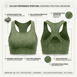 Customized Printed Design Sports <b>Bra</b> Racerback Padded Workout Fitness Breathable <b>Stretch</b> Activewear Spandex Polyester Sports <b>Bra</b> - Product Image 2