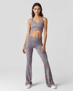 Ensemble de yoga pour femmes avec haut court à manches longues et leggings taille haute, tenue de fitness - Product Image 2