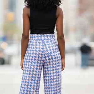 Pantalones Anchos de Mujer con Estampado de Pata de Gallo, Cintura Alta, Estilo Palazzo, Casuales y Elegantes - Product Image 6