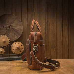 Bolso de Mano Tipo Tote Vintage de Gran Capacidad, Maletín de Cuero Genuino para Portátil de 14 Pulgadas, para Oficina y Negocios, para Hombre, LLB-0326 - Product Image 2
