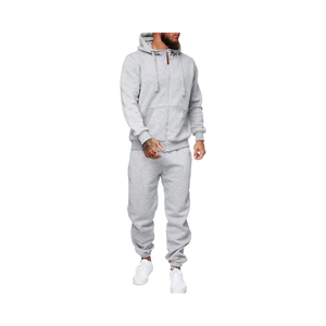 OME Men's Winter Solid Pattern Hooded Tracksuit Set Full Zip up <b>Jogging</b> Clothing 100% Cotton Eco-Friendly - Product Image 1