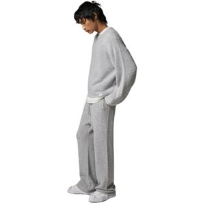 Pantalon en tricot bouclé gris chiné décontracté à taille élastique, texture douce, coupe décontractée, bas de pyjama confortable, unisexe - Product Image 6
