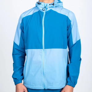 Ensemble de survêtement pour homme avec blocs de couleur, short sportif à capuche entièrement zippé avec poches latérales, en polyester léger, idéal pour l'été - Product Image 5