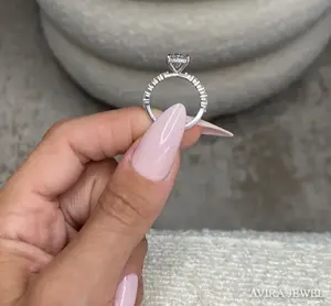 Anillo de Moissanita de 1 Quilate de Alto Brillo, Joyería de Oro Rosa Sólido de 14k para Mujer, Anillo de Compromiso de Estilo Clásico, Precio al por Mayor - Product Image 2