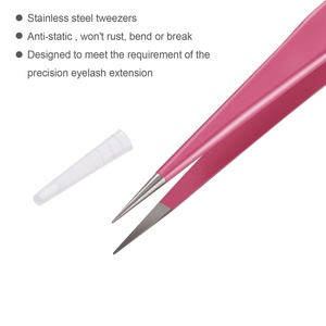 Ensemble de 4 pinces à cils avec logo personnalisé OEM, poignée diamantée, pointe en acier inoxydable - Product Image 4