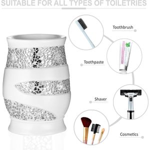 Set di Accessori da Bagno Moderno e Lussuoso in 4 Pezzi, Elegante Dispenser di Sapone Bianco, Porta Spazzolino, Porta Sapone - Product Image 4