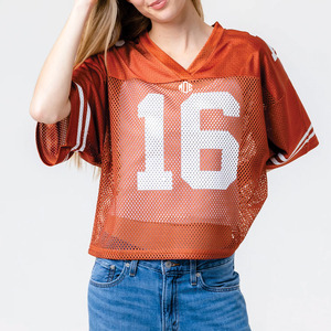 Camiseta Deportiva Corta de Fútbol Americano para Mujer, Moderna, de Malla Transpirable, Cuello en V, Manga Corta, Personalizable, Servicios OEM al por Mayor - Product Image 3