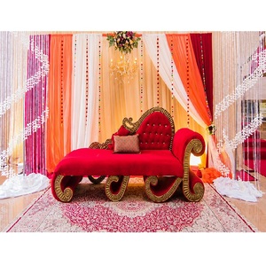Canapé de réception pour mariés indiens, style Maharaja, en velours rouge premium, pour scène de mariage - Product Image 1