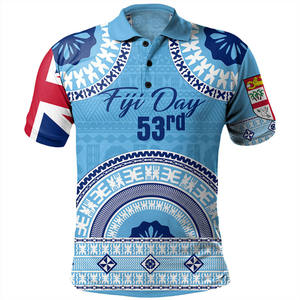 Polo à manches courtes pour homme avec emblème national des Fidji, décontracté, respirant, 100% polyester, motif tissé, coupe classique - Product Image 5