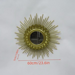 Gold Sunburst Handmade Metal & Glass Round Decorative Wall <b>Mirror</b> From REHMAN <b>CRAFT</b> - Product Image 6