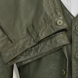 <b>Men's</b> Olive Green Leather 3 Piece <b>Suit</b> Single Breasted Notched Lapel Jacket <b>Vest</b> Pants Set - Product Image 3