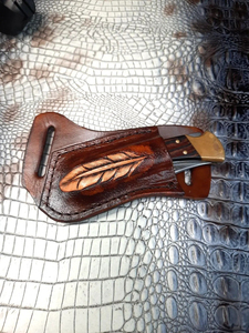 Handmade Leather Pouch For Folding Knives Genuine Leather Protective Knife Storage Case Handmade <b>Belt</b> Carry Holster For Outdoor - Product Image 5